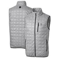 Men's Cutter & Buck Gray Emory Eagles Big Tall Rainier PrimaLoft Eco Full-Zip Puffer Vest
