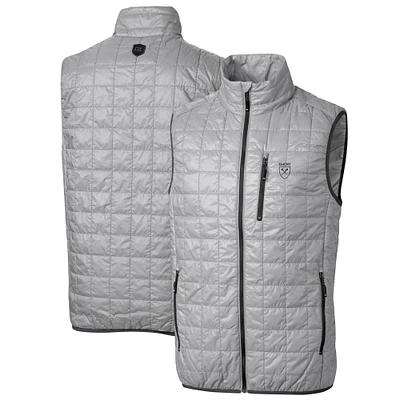 Men's Cutter & Buck Gray Emory Eagles Big Tall Rainier PrimaLoft Eco Full-Zip Puffer Vest