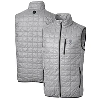 Men's Cutter & Buck Gray Emory Eagles Big Tall Rainier PrimaLoft Eco Full-Zip Puffer Vest