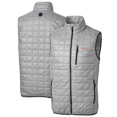 Men's Cutter & Buck Gray Pacific Tigers Big Tall Rainier PrimaLoft Eco Full-Zip Puffer Vest