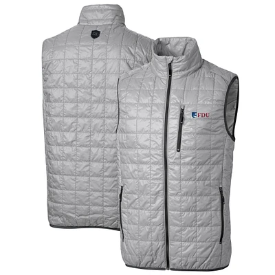 Men's Cutter & Buck Gray Fairleigh Dickinson Knights Big Tall Rainier PrimaLoft Eco Full-Zip Puffer Vest