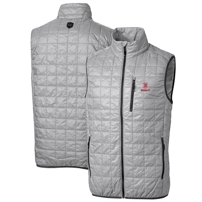 Men's Cutter & Buck Gray Bradley Braves Big Tall Rainier PrimaLoft Eco Full-Zip Puffer Vest