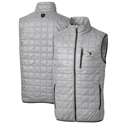Men's Cutter & Buck Gray Delaware State Hornets Big Tall Rainier PrimaLoft Eco Full-Zip Puffer Vest
