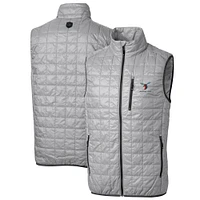 Men's Cutter & Buck Gray Delaware State Hornets Big Tall Rainier PrimaLoft Eco Full-Zip Puffer Vest