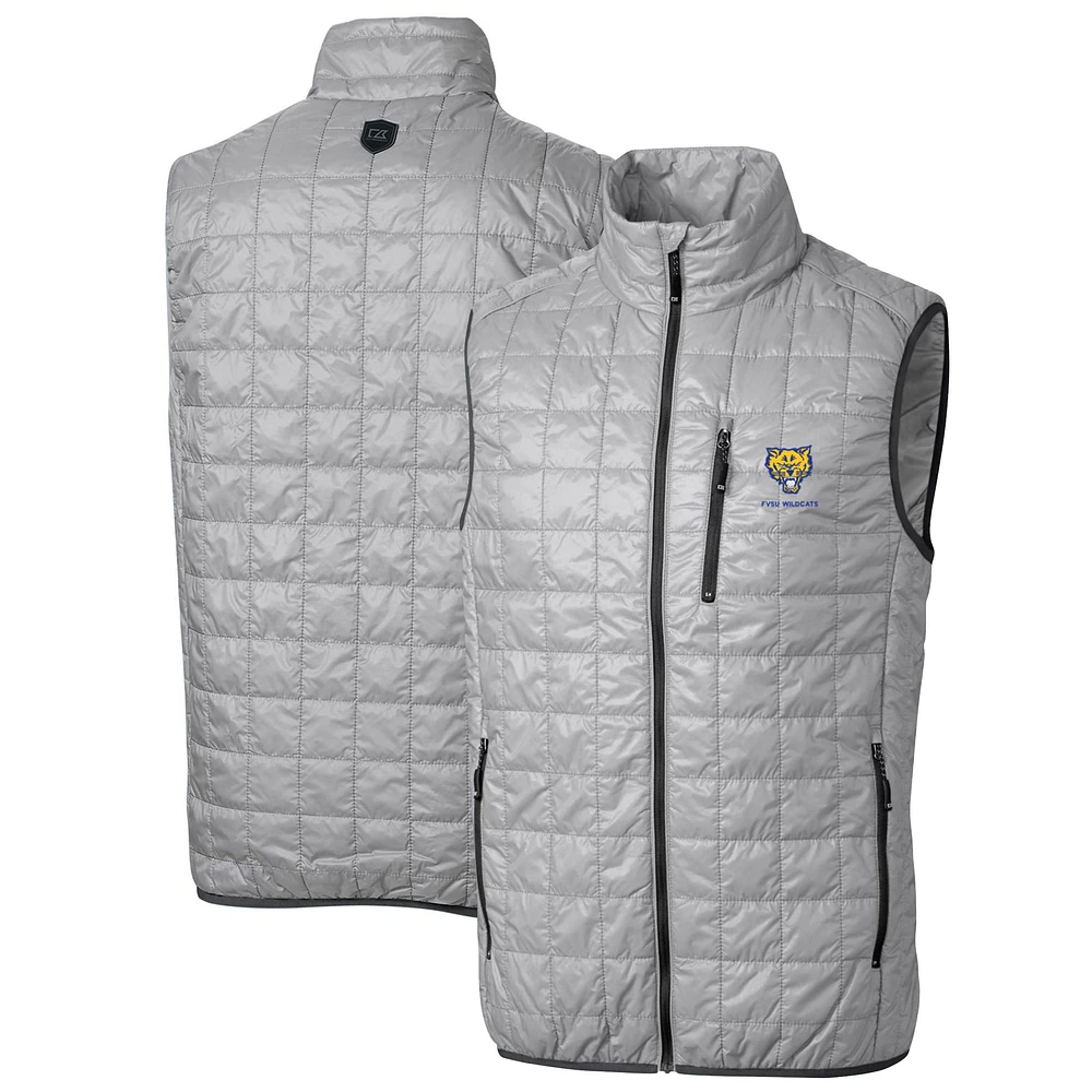 Men's Cutter & Buck Gray Fort Valley State Wildcats Big Tall Rainier PrimaLoft Eco Full-Zip Puffer Vest