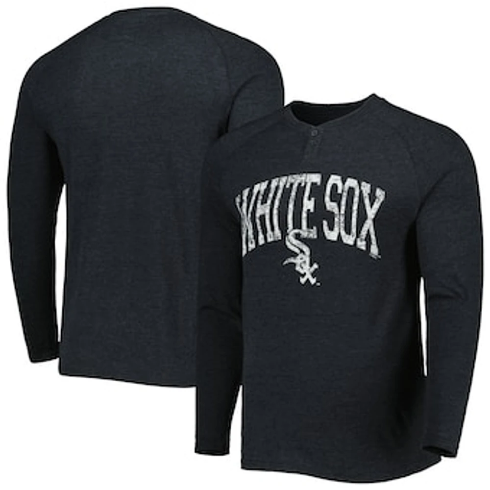 Men's Concepts Sport Heather Black Chicago White Sox Inertia Raglan Long Sleeve Henley T-Shirt