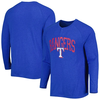 Men's Concepts Sport Royal Texas Rangers Inertia Raglan Long Sleeve Henley T-Shirt