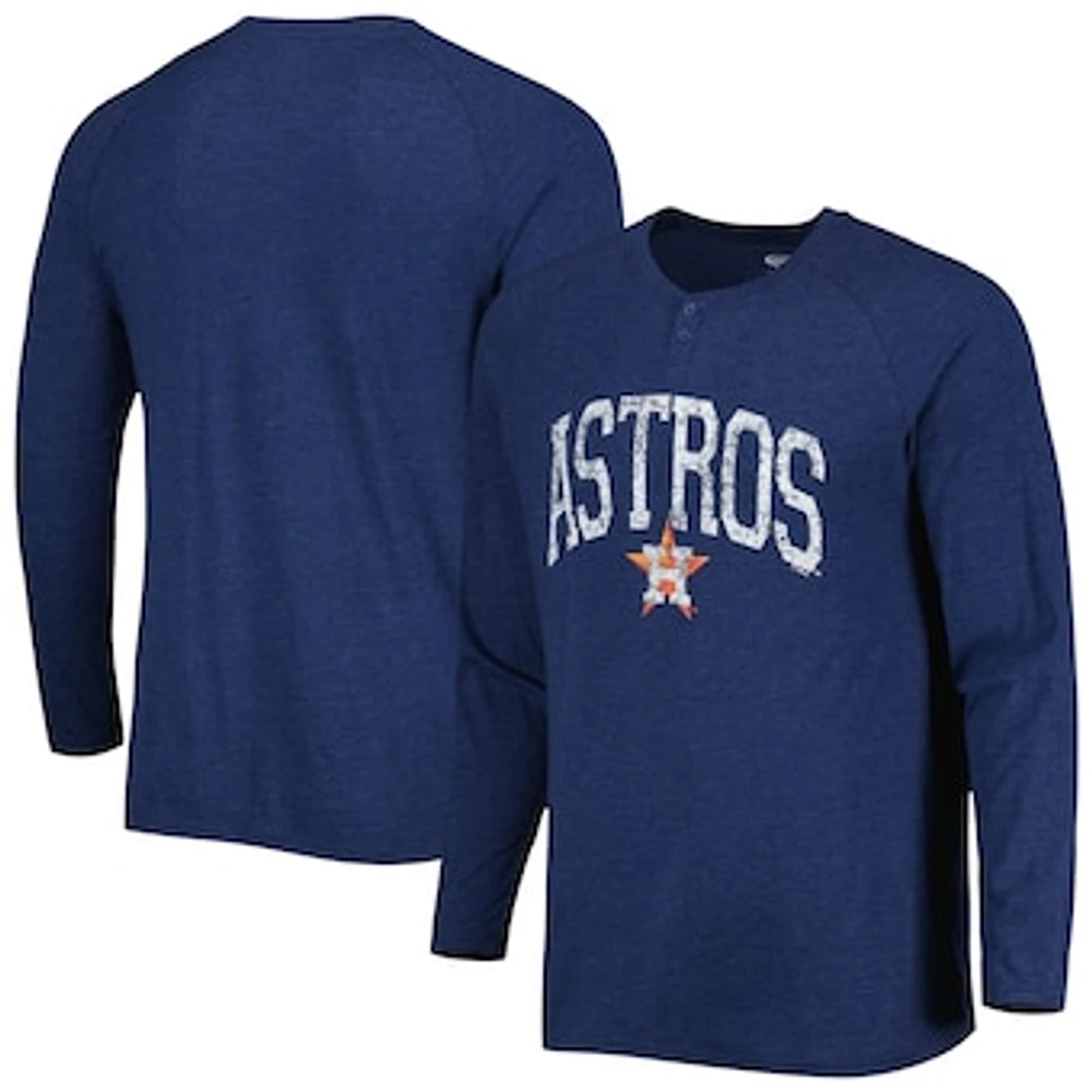 Men's Concepts Sport Navy Houston Astros Inertia Raglan Long Sleeve Henley T-Shirt