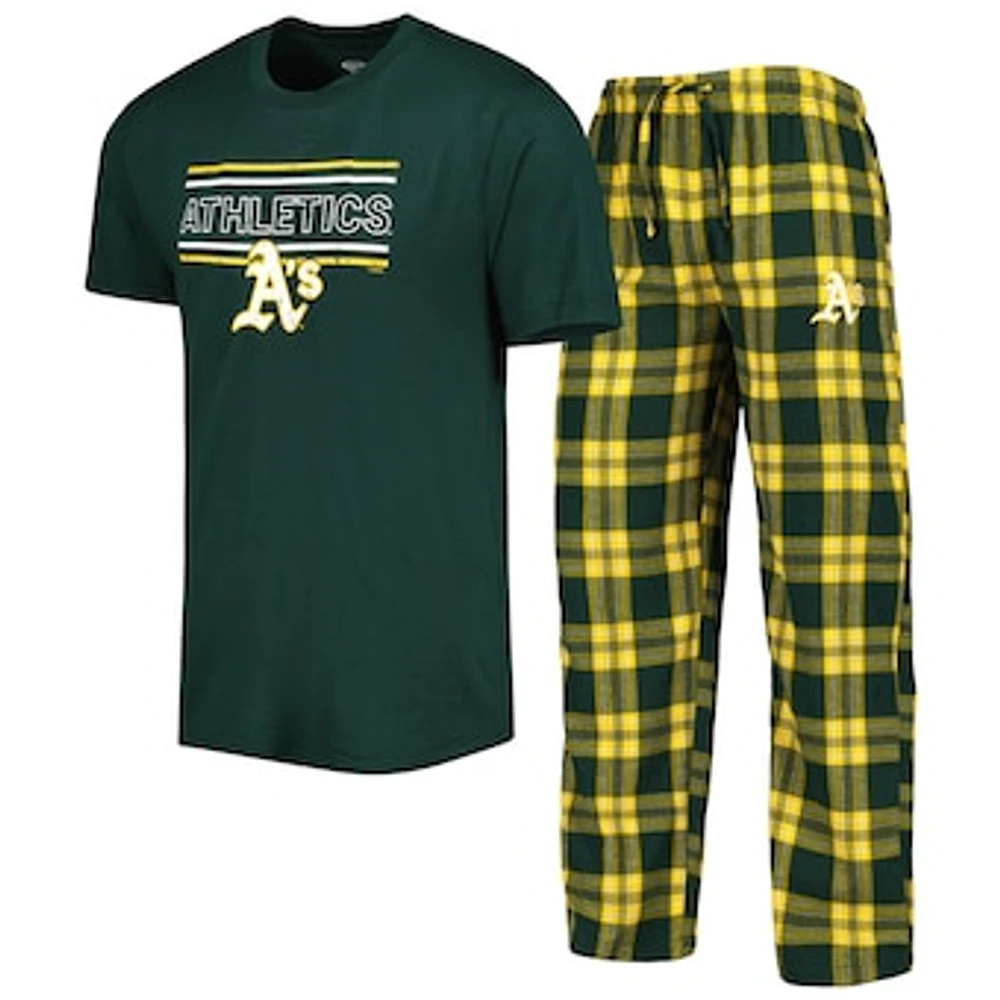 Men's Concepts Sport Green/Gold Athletics Badge T-Shirt & Pants Sleep Set