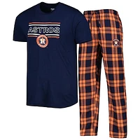 Men's Concepts Sport Navy/Orange Houston Astros Badge T-Shirt & Pants Sleep Set