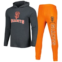 Men's Concepts Sport Heather Orange/Heather Charcoal San Francisco Giants Meter Hoodie & Joggers Set