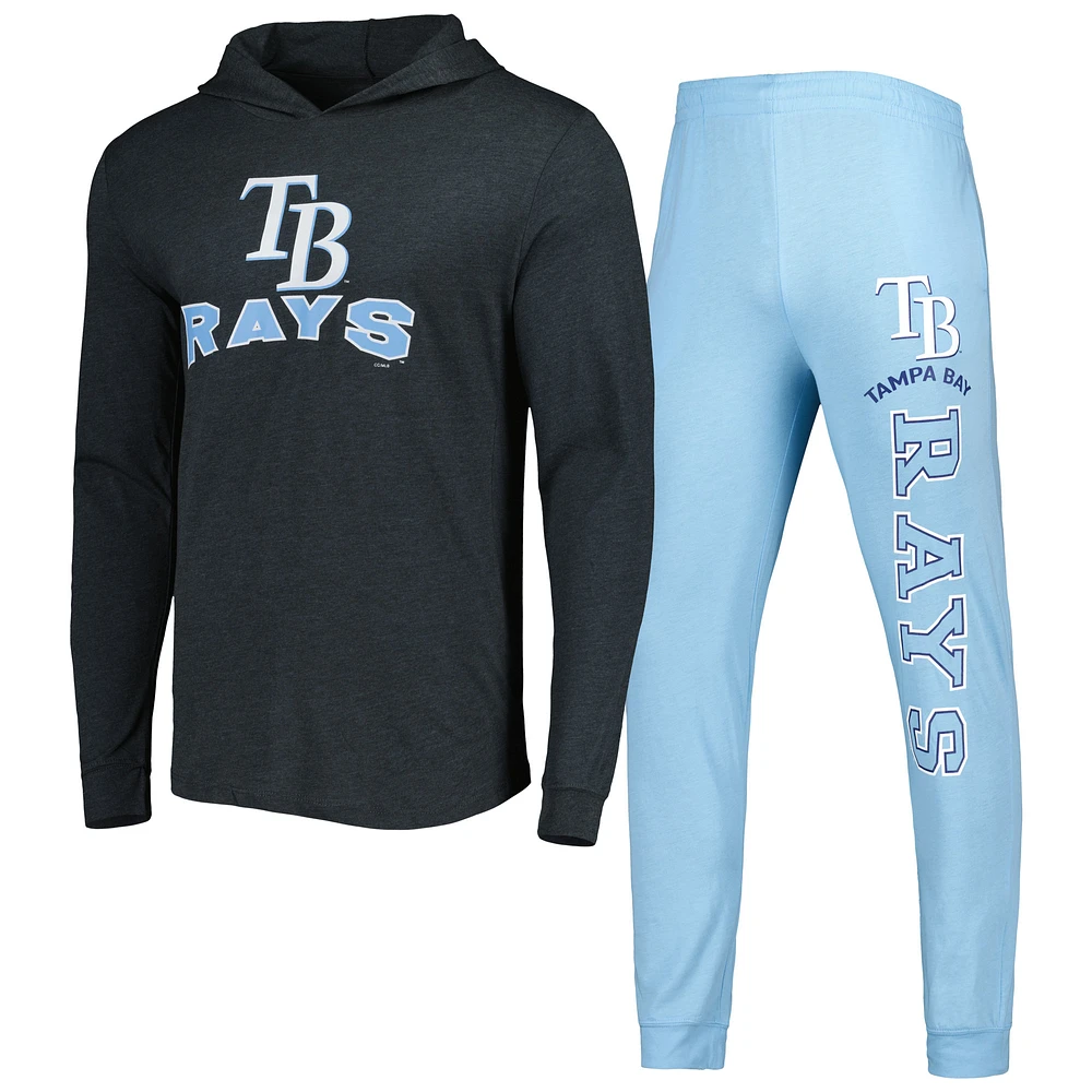 Men's Concepts Sport Heather Light Blue/Heather Charcoal Tampa Bay Rays Meter Hoodie & Joggers Set