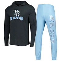 Men's Concepts Sport Heather Light Blue/Heather Charcoal Tampa Bay Rays Meter Hoodie & Joggers Set