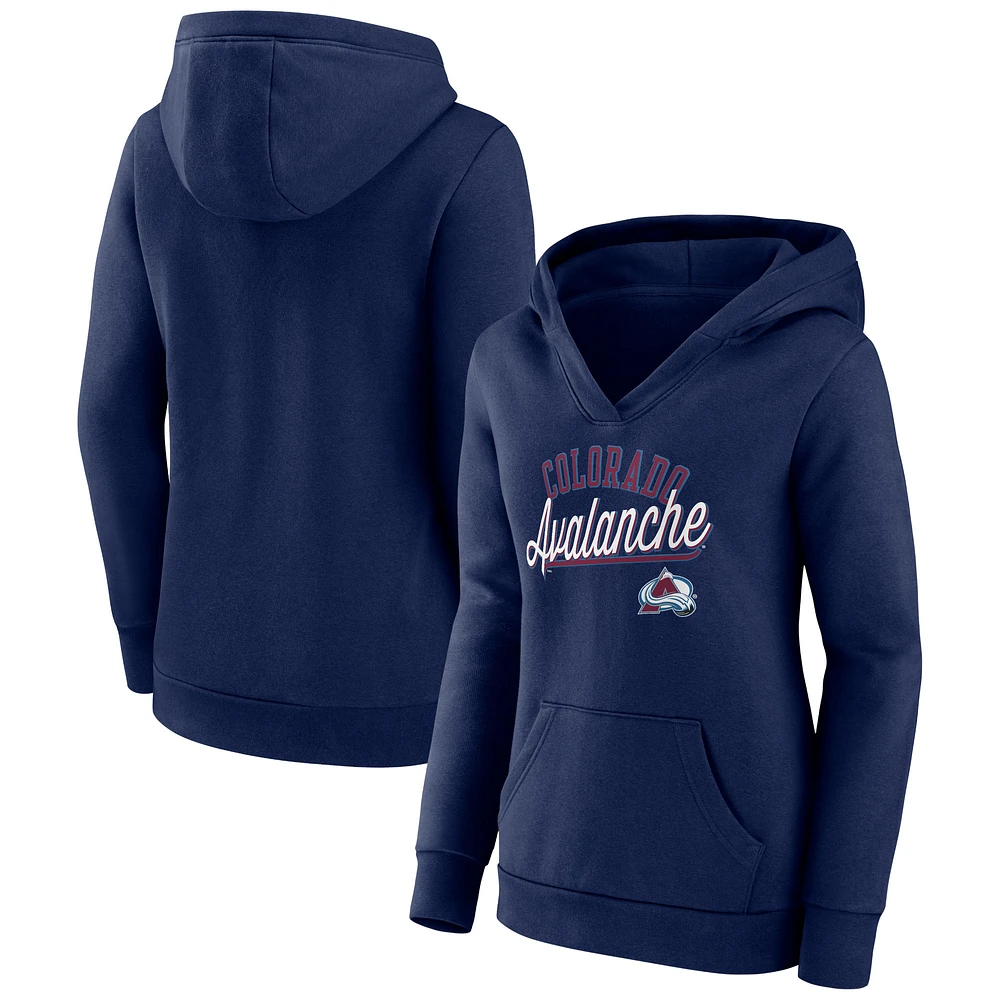 Women's Fanatics Navy Colorado Avalanche Simplicity Crossover V-Neck Pullover Hoodie