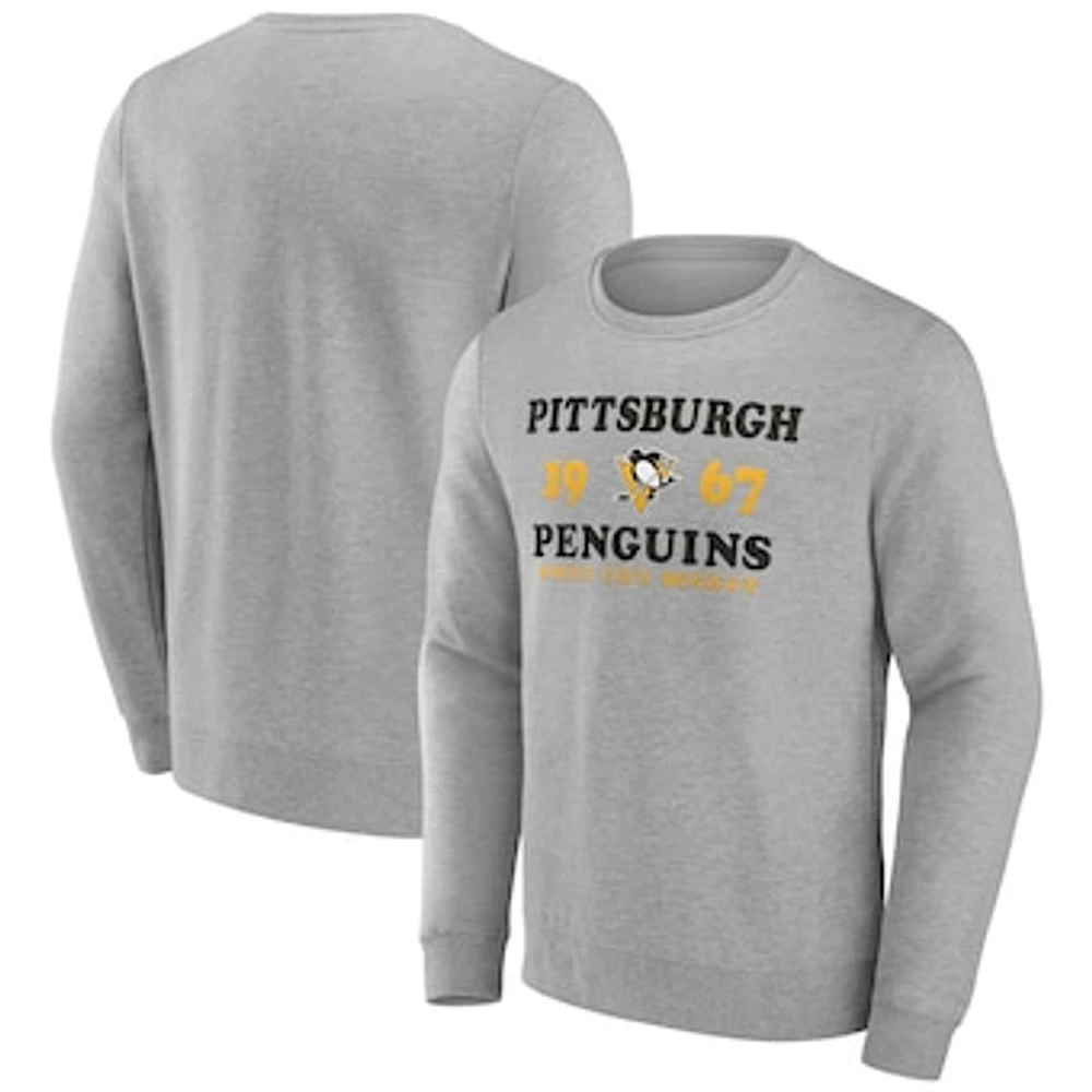 Men's Fanatics Heather Charcoal Pittsburgh Penguins Fierce Competitor Pullover Sweatshirt