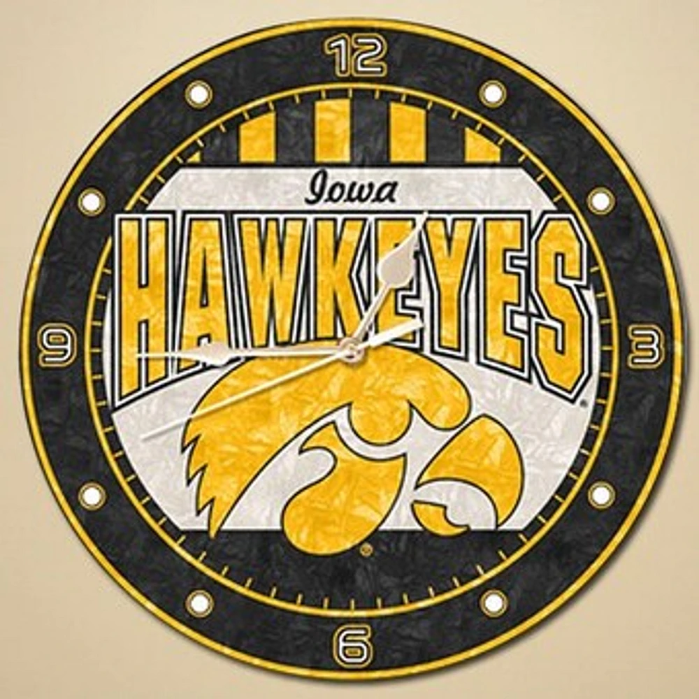 Iowa Hawkeyes 12" Art-Glass Wall Clock