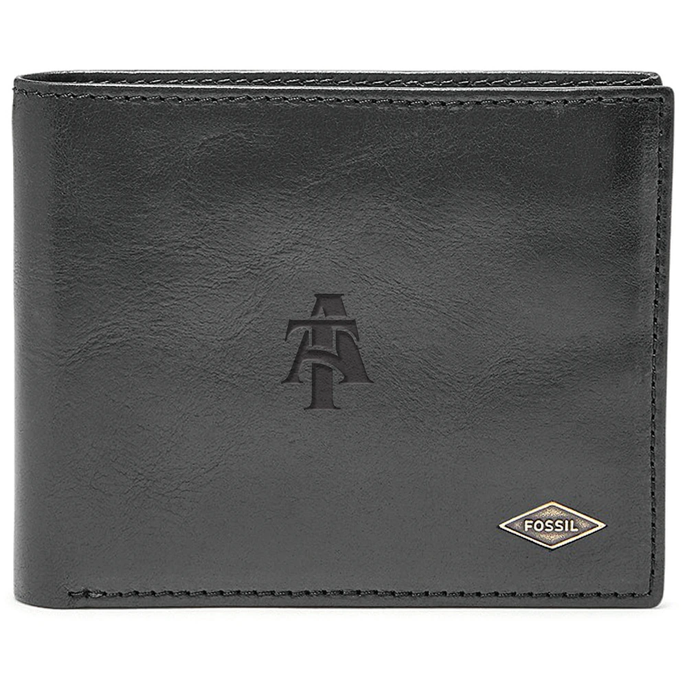 Men's Fossil North Carolina A&T Aggies Leather Ryan RFID Flip ID Bifold Wallet