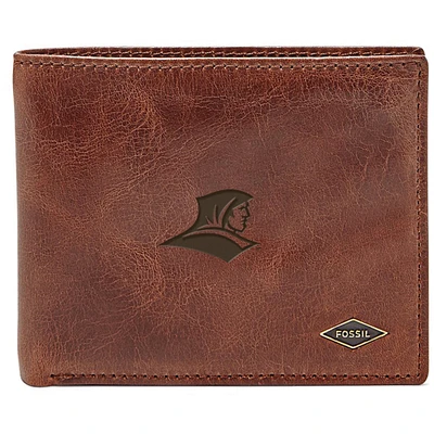 Men's Fossil Brown Providence Friars Leather Ryan RFID Flip ID Bifold Wallet
