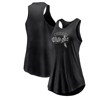 Women's Fanatics Black Chicago White Sox Simplicity Swing Racerback Scoop Neck Tank Top