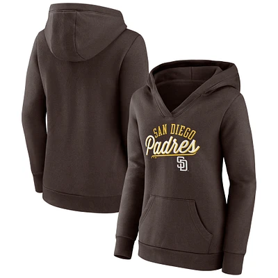 Women's Fanatics Brown San Diego Padres Simplicity Crossover V-Neck Pullover Hoodie