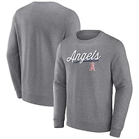 Men's Fanatics Heather Gray Los Angeles Angels Simplicity Pullover Sweatshirt