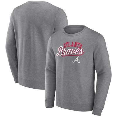 Men's Fanatics Heather Gray Atlanta Braves Simplicity Pullover Sweatshirt