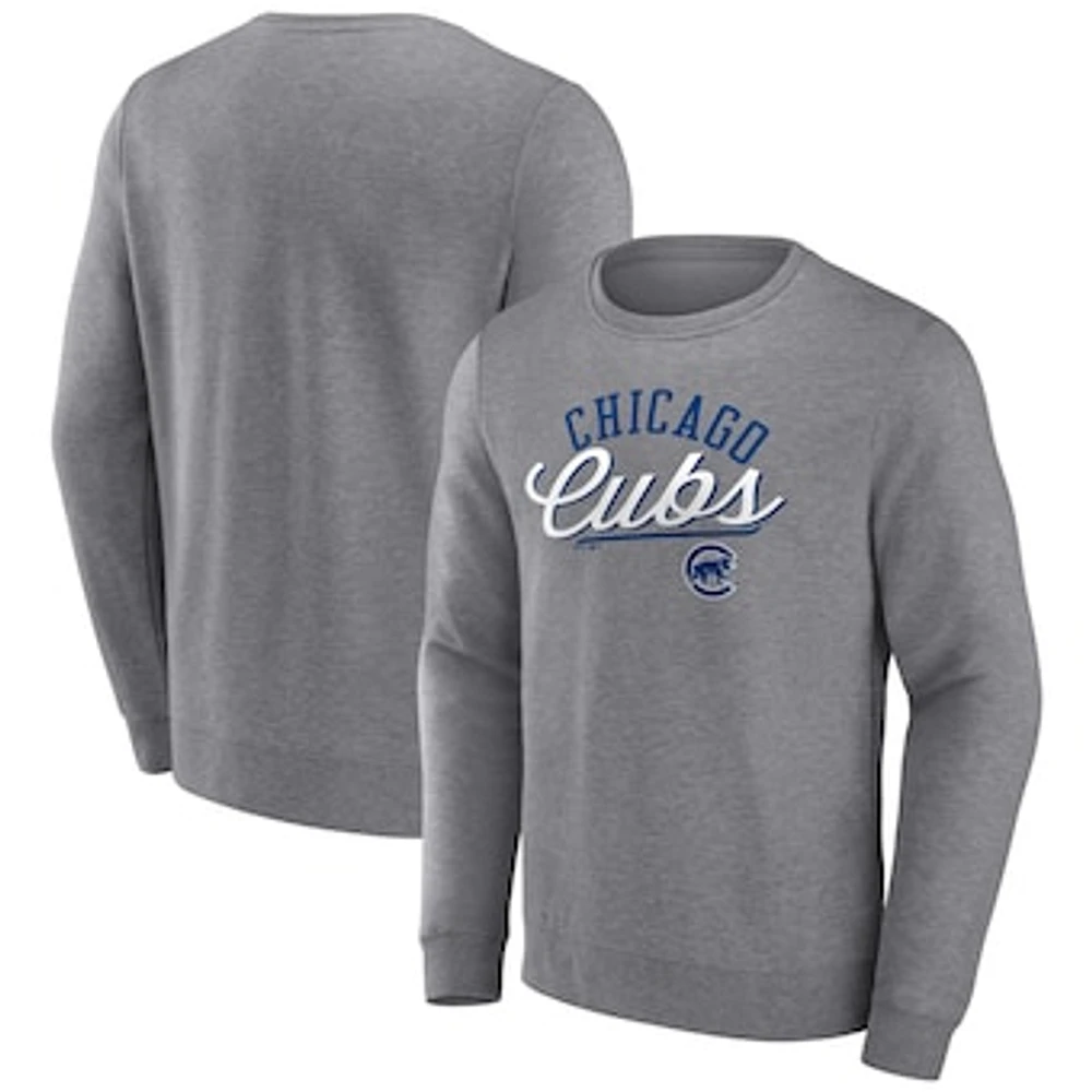 Men's Fanatics Heather Gray Chicago Cubs Simplicity Pullover Sweatshirt