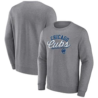 Men's Fanatics Heather Gray Chicago Cubs Simplicity Pullover Sweatshirt