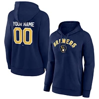 Women's Navy Milwaukee Brewers Personalized Team Winning Streak Pullover Hoodie