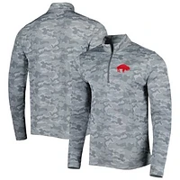 Men's Antigua Gray Buffalo Bills Brigade Throwback Quarter-Zip Top