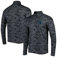 Men's Antigua Black Carolina Panthers Brigade Quarter-Zip Sweatshirt