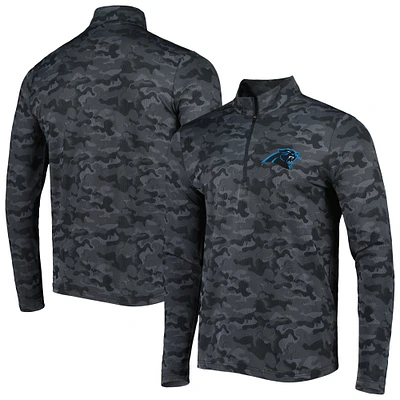 Men's Antigua Black Carolina Panthers Brigade Quarter-Zip Sweatshirt