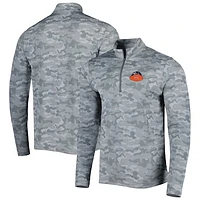 Men's Antigua Gray Chicago Bears Brigade Throwback Quarter-Zip Top