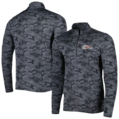 Men's Antigua Black Cincinnati Bengals Brigade Throwback Quarter-Zip Top