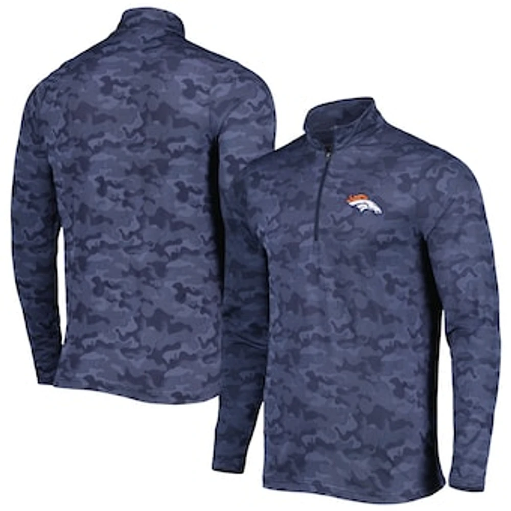 Men's Antigua Navy Denver Broncos Brigade Quarter-Zip Sweatshirt