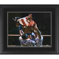 Sylvester Stallone Rocky IV Framed Autographed 16" x 20" Draped in the American Flag Photograph