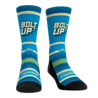 Youth Rock Em Socks Los Angeles Chargers Team Slogan Crew Socks