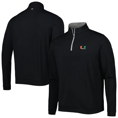 Men's Peter Millar Black Miami Hurricanes Perth Performance Quarter-Zip Top