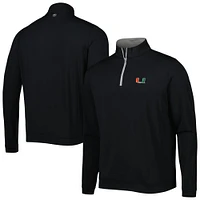 Men's Peter Millar Black Miami Hurricanes Perth Performance Quarter-Zip Top