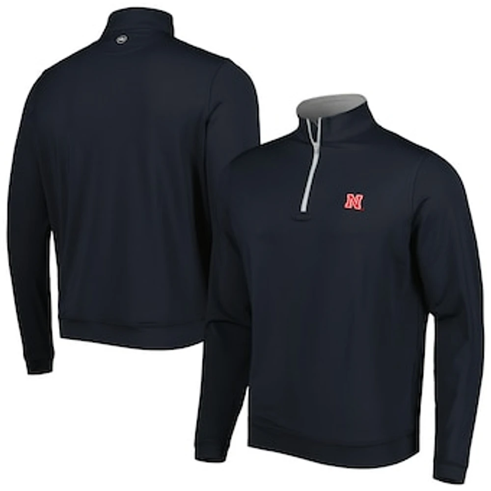 Men's Peter Millar Black Nebraska Huskers Perth Performance Quarter-Zip Top