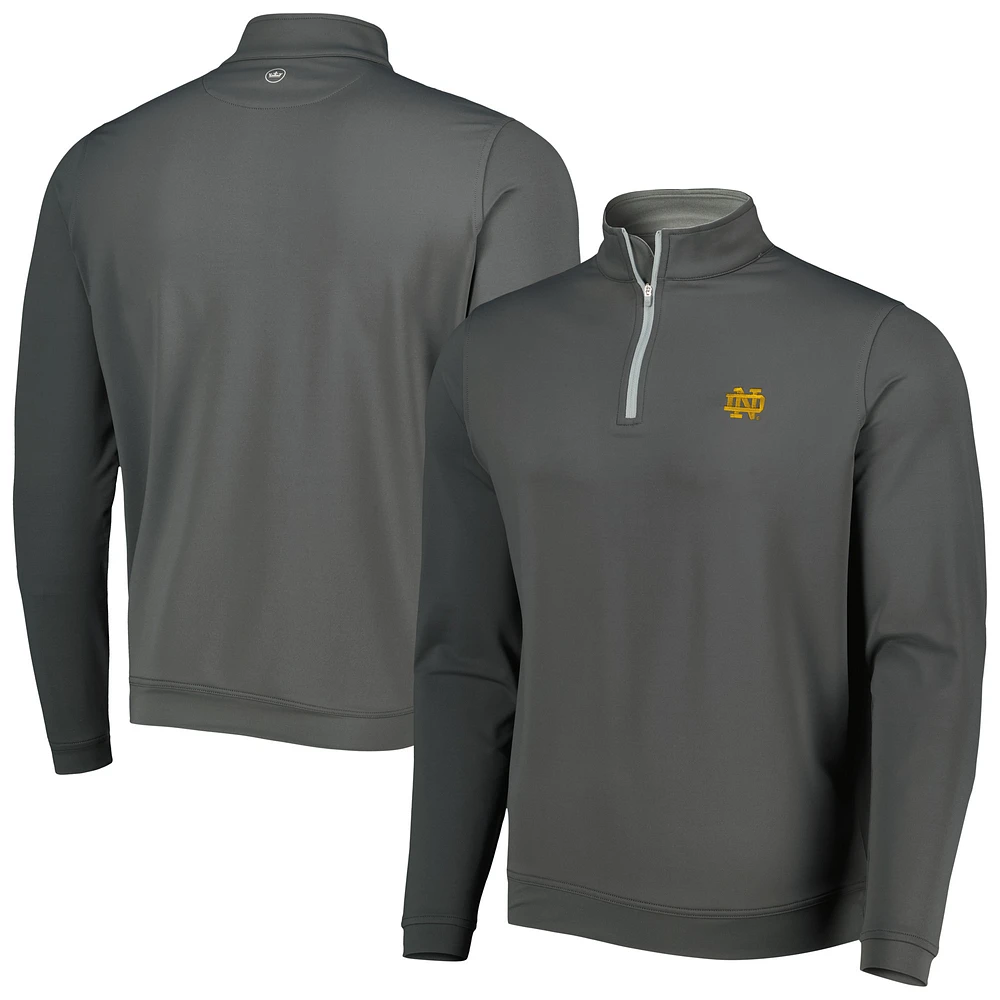 Men's Peter Millar Gray Notre Dame Fighting Irish Perth Performance Quarter-Zip Top