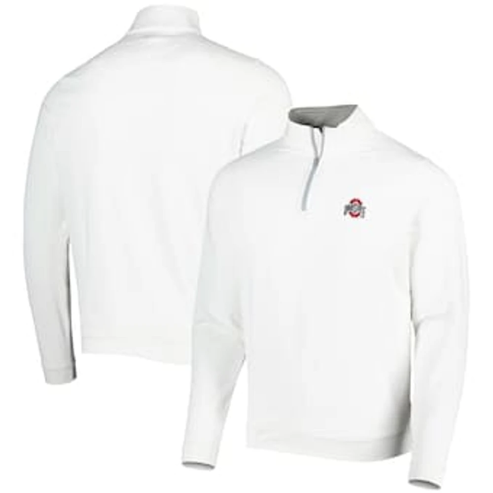 Men's Peter Millar White Ohio State Buckeyes Perth Performance Quarter-Zip Top