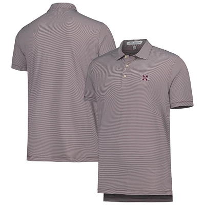 Men's Peter Millar Maroon Mississippi State Bulldogs Jubilee Stripe Performance Polo