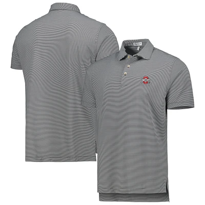 Men's Peter Millar Black Ohio State Buckeyes Jubilee Striped Performance Jersey Polo