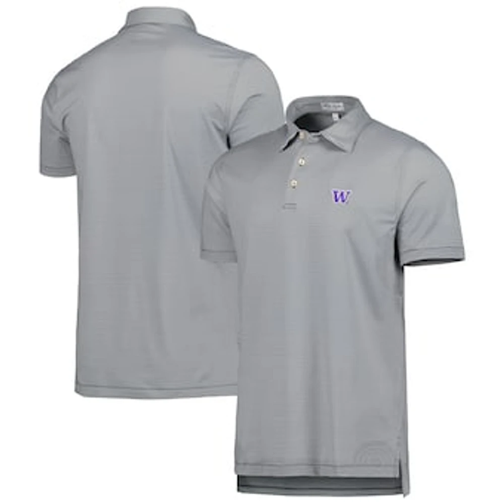 Men's Peter Millar Black/White Washington Huskies Jubilee Striped Performance Jersey Polo