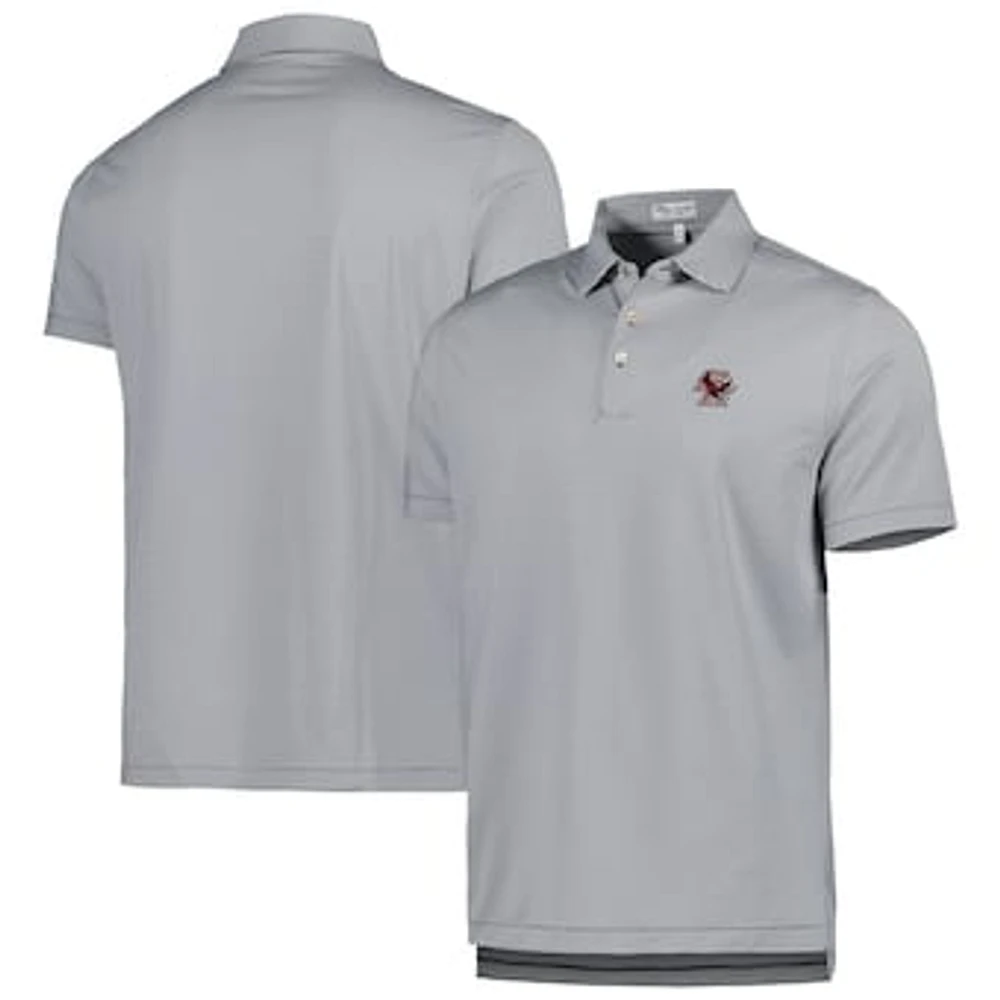 Men's Peter Millar Gray Boston College Eagles Jubilee Striped Performance Jersey Polo