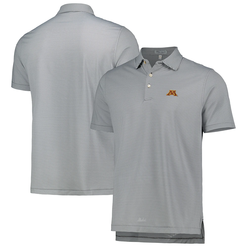 Men's Peter Millar Gray Minnesota Golden Gophers Jubilee Striped Performance Jersey Polo