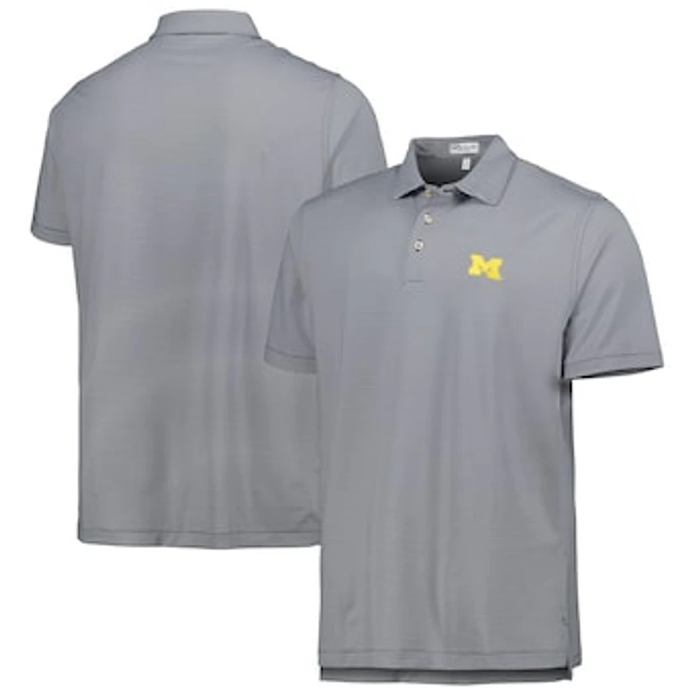 Men's Peter Millar Navy Michigan Wolverines Jubilee Striped Performance Jersey Polo