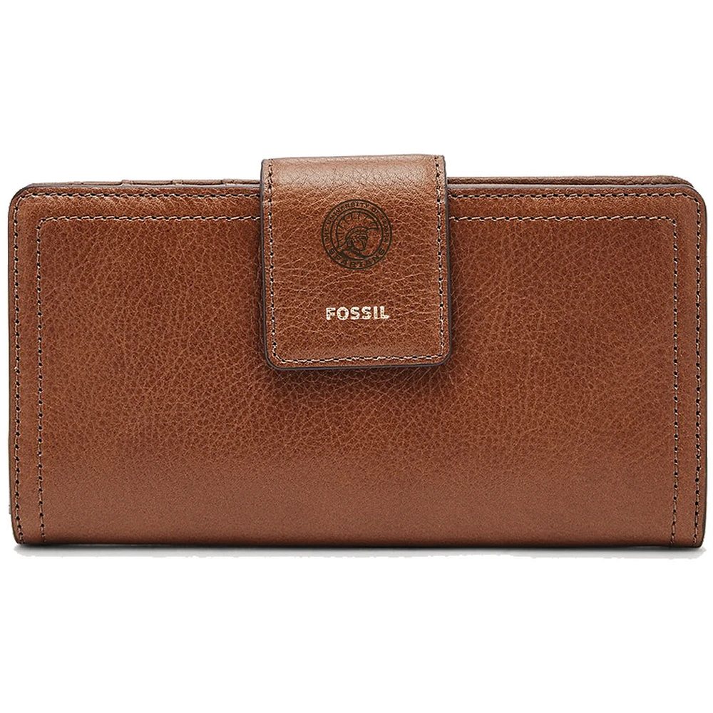 Women's Fossil Brown University of Tampa Spartans Leather Logan RFID Tab Clutch