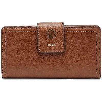 Women's Fossil Brown University of Tampa Spartans Leather Logan RFID Tab Clutch